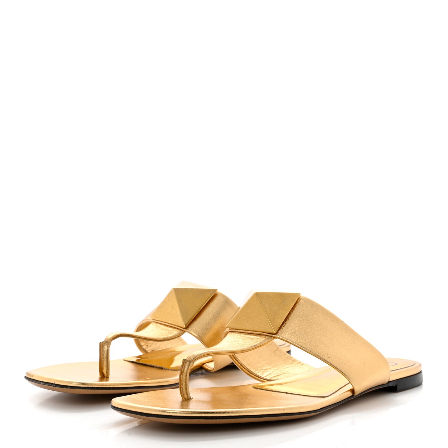 Metallic Nappa One Stud Flat Thong Sandals 40 Antique Brass