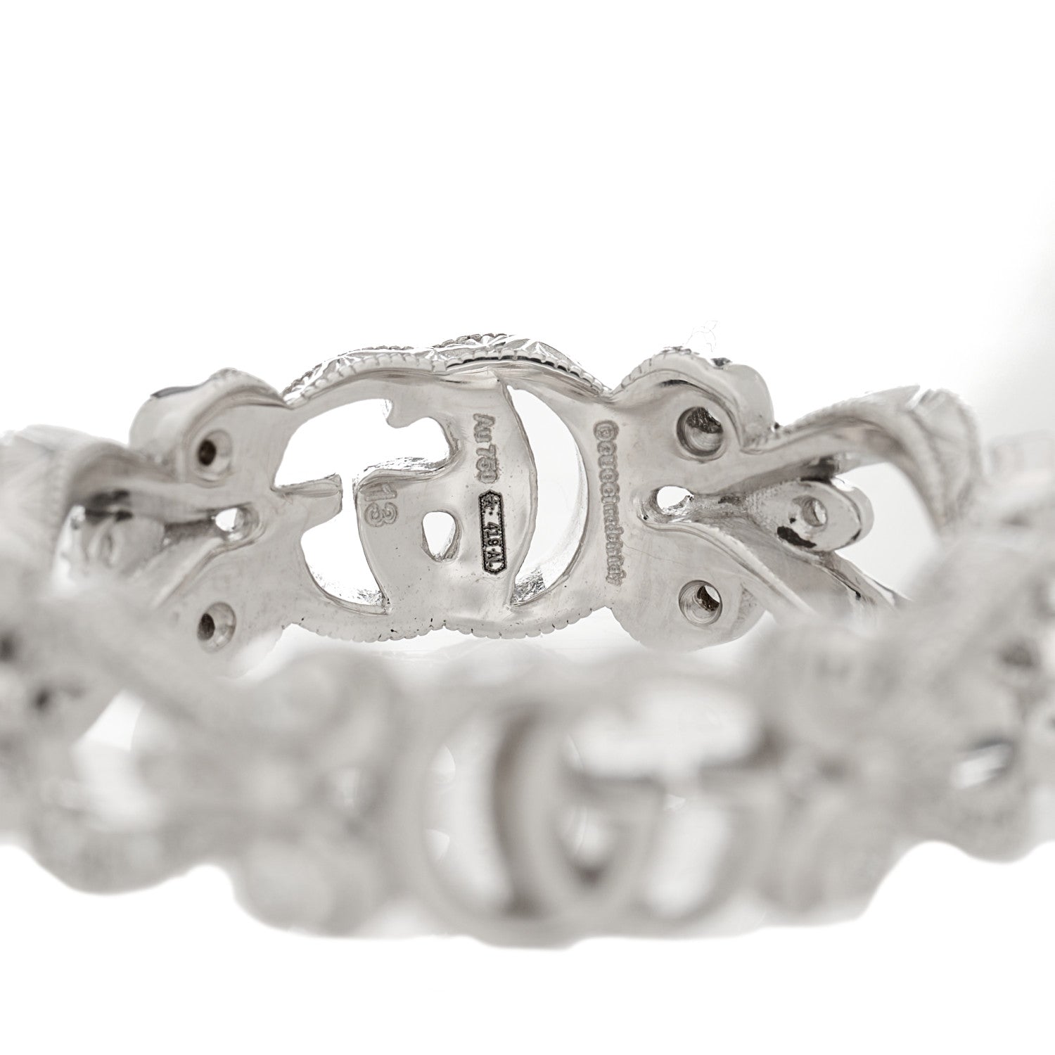 Gucci 18K White Gold Diamond Flora Pave Ring 53 6.25 4 of 4