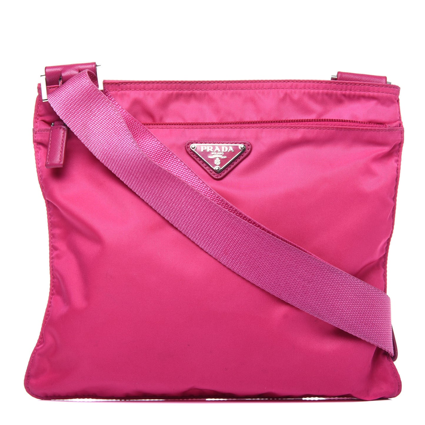 Nylon Vela Flat Messenger Bag Fuxia
