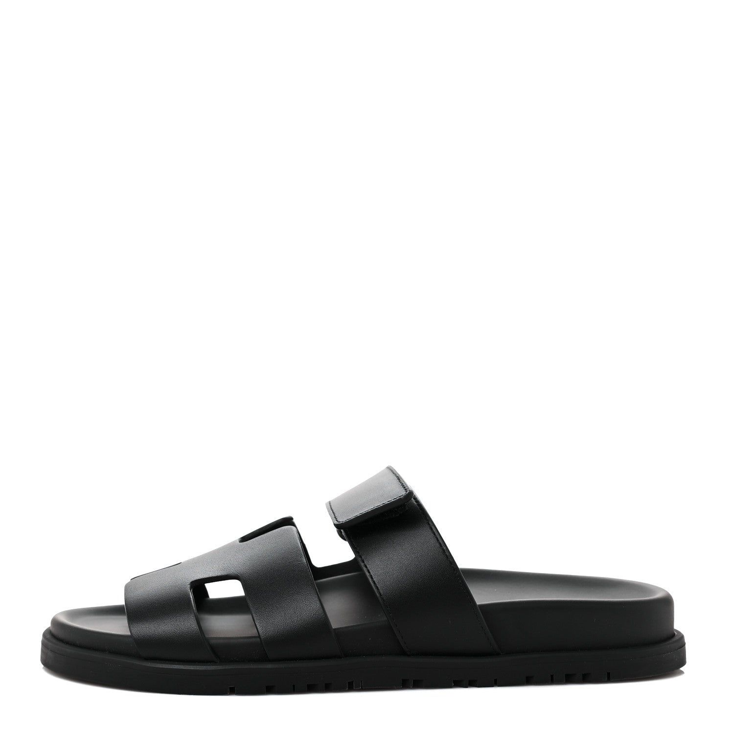 Hermes Calfskin Womens Chypre Sandals 36.5 Black 1 of 8
