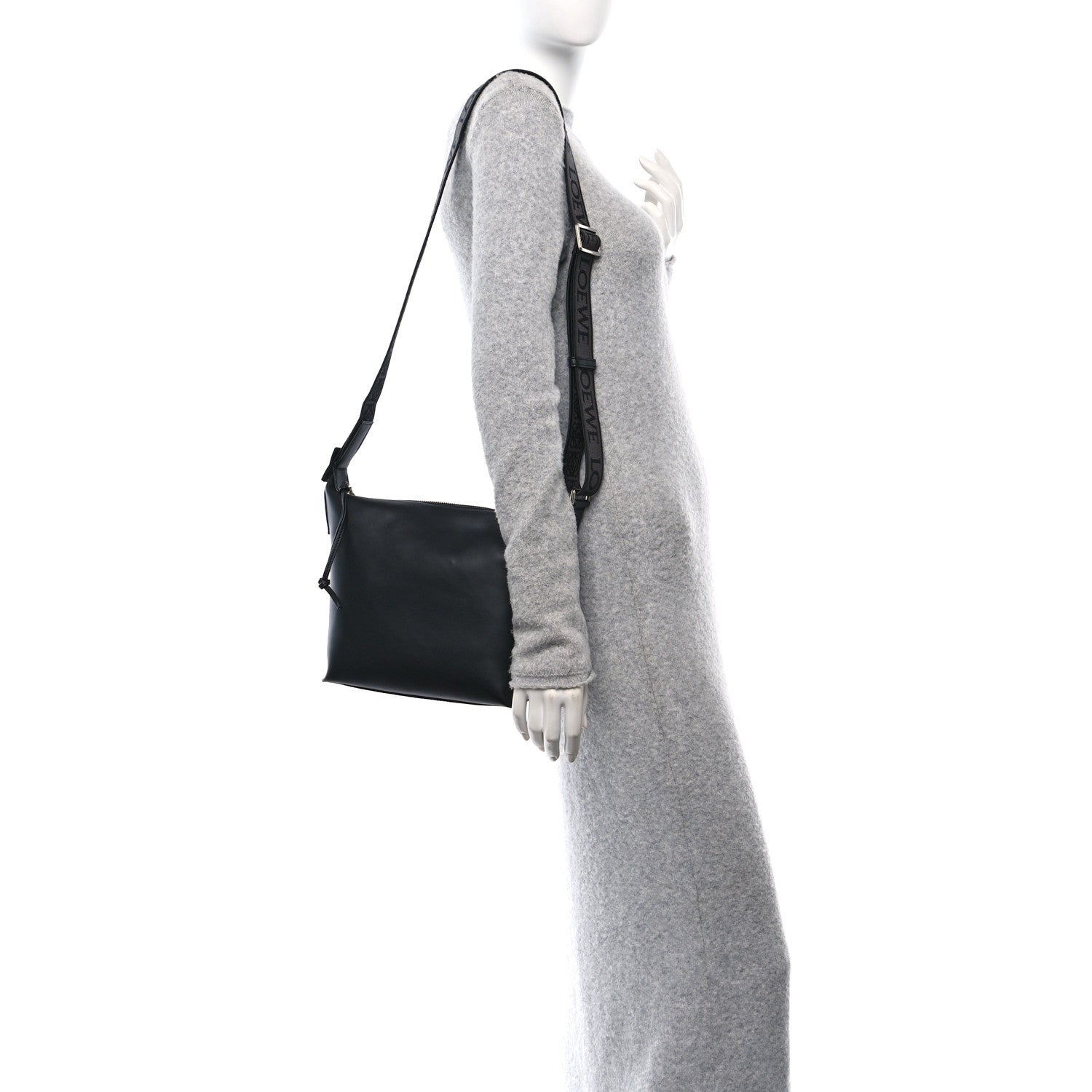 Loewe Supple Smooth Calfskin Jacquard Small Cubi Crossbody Bag Black 2 of 8