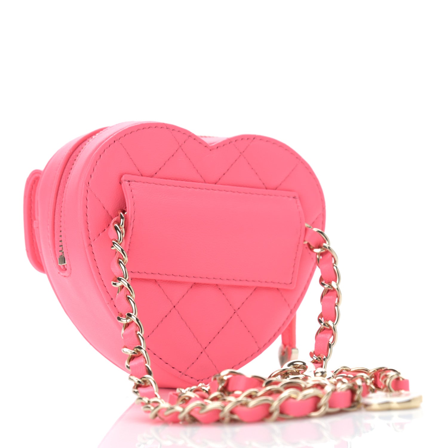 Chanel Lambskin Quilted CC In Love Heart Waist Belt Bag With Chain Pink 3 of 11