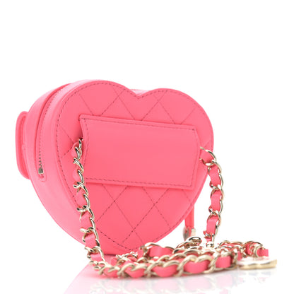 Chanel Lambskin Quilted CC In Love Heart Waist Belt Bag With Chain Pink 3 of 11