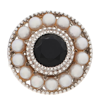 Tiffany Sterling Silver Black Onyx Freshwater Pearl Ziegfeld Ring 50 5.25 1 of 5