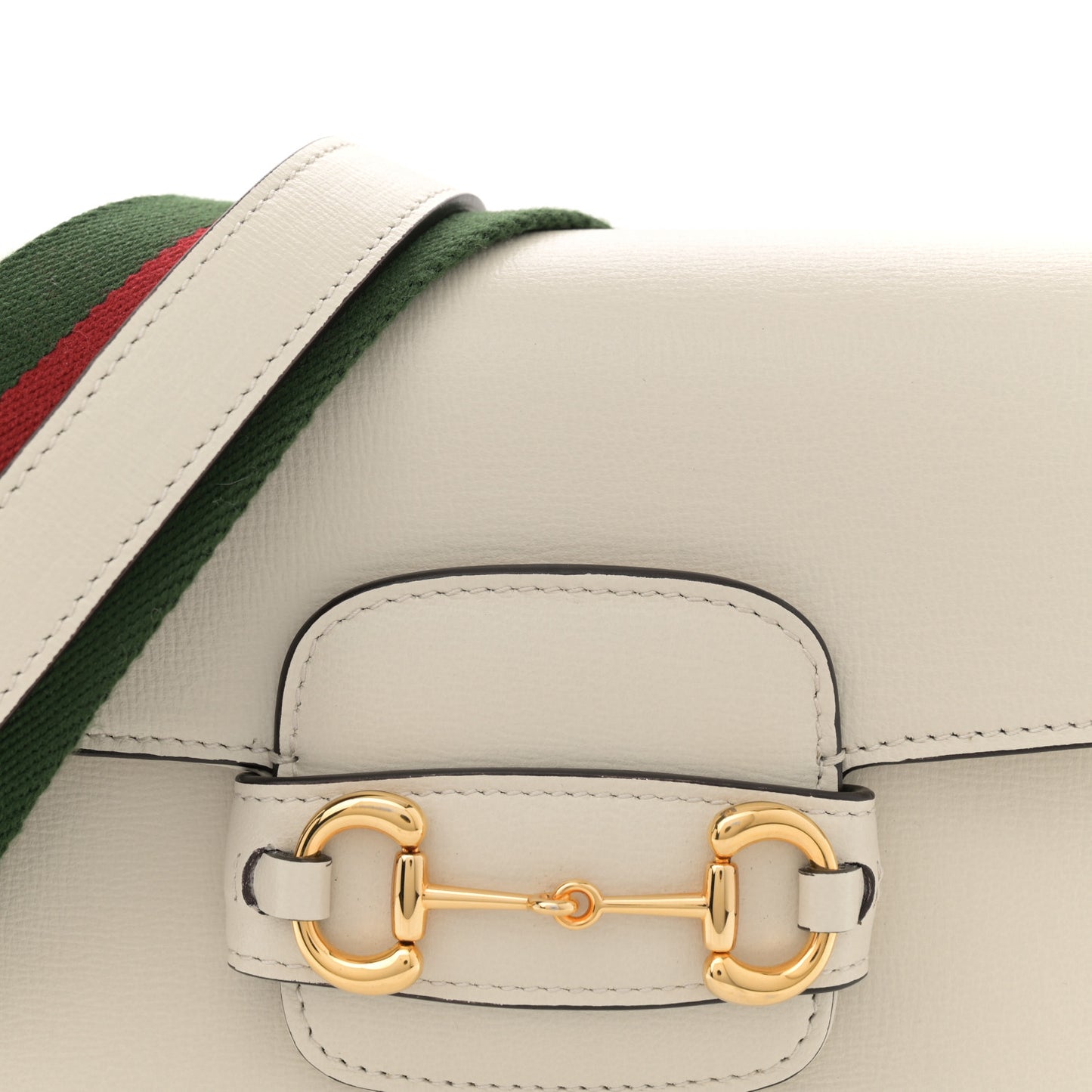Azalea Calfskin Web Mini Horsebit 1955 Shoulder Bag Mystic White