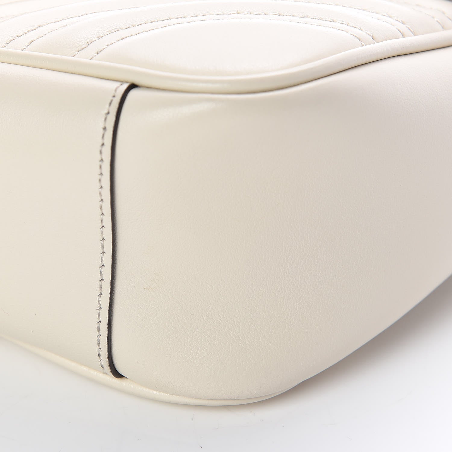 Gucci Calfskin Matelasse Small GG Marmont Shoulder Bag White 10 of 11