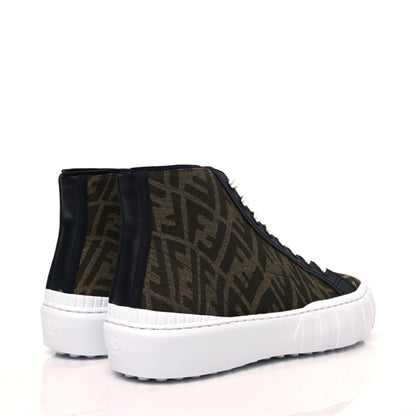 Fendi X SARAH COLEMAN Fabric Jacquard FF Vertigo Mens Fendi Force High Top Sneakers 9 Tobacco Black 5 of 7