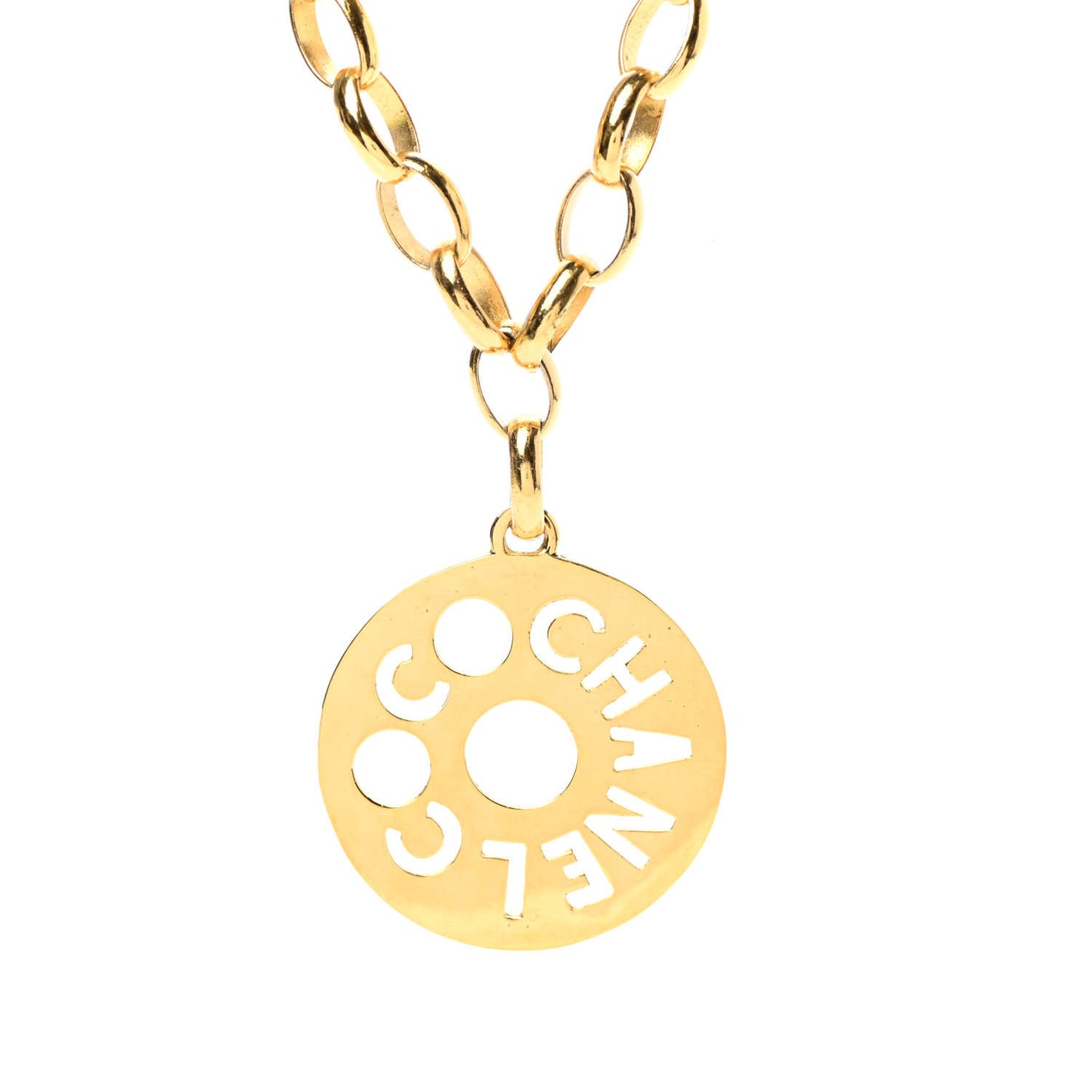 Oversized Coco Chanel Pendant Necklace Gold