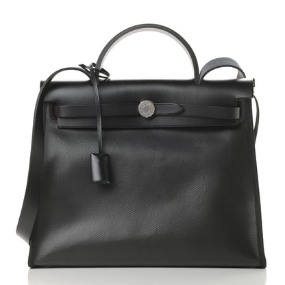 Hermes Toile H Berline Vache Hunter Herbag Zip PM 31 Black Ecru 3 of 12