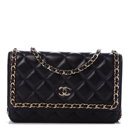 Chanel Lambskin Quilted Chain Around Wallet On Chain WOC Black 1 of 11