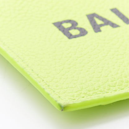 Balenciaga Grained Calfskin Logo Cash Coin Card Holder On Keychain Fluo Yellow Black 6 of 10