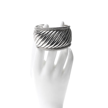 David Yurman Sterling Silver Diamond 41mm Sculpted Cable Cuff Bracelet 2 of 4