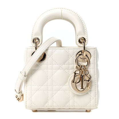 Christian Dior Lambskin Cannage Micro Lady Dior Latte 1 of 10