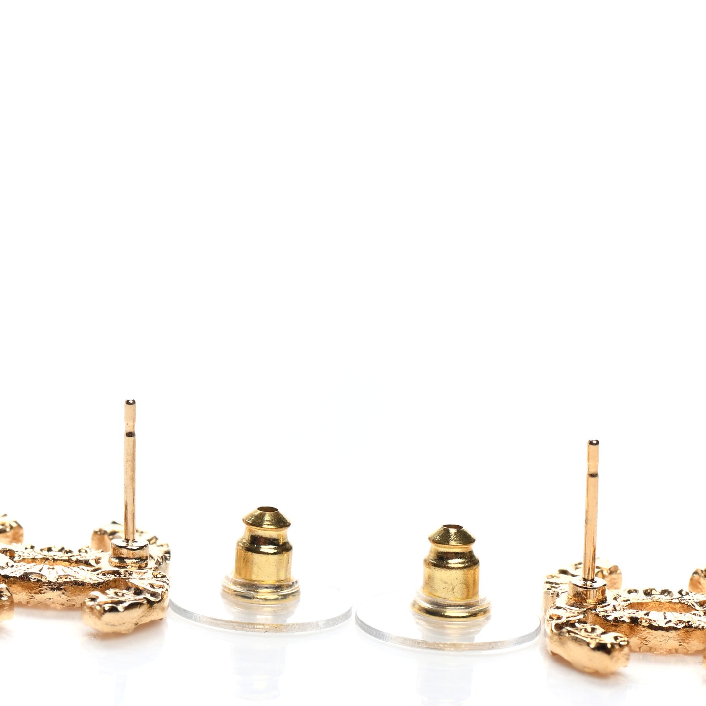 Metal Textured CC Earrings Gold