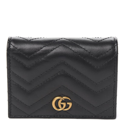 Gucci Calfskin Matelasse GG Marmont Card Case Wallet Black 1 of 7