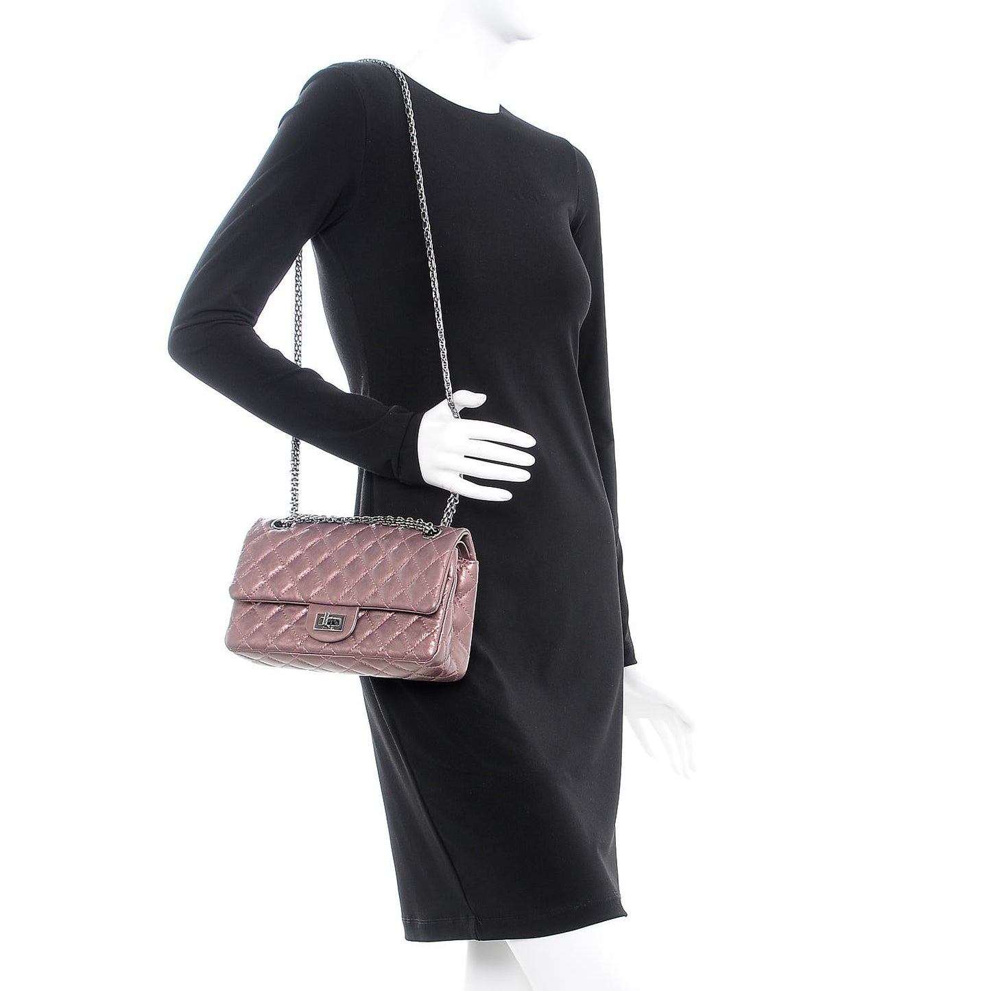 Metallic Calfskin Quilted 2.55 Reissue 225 Flap Pink