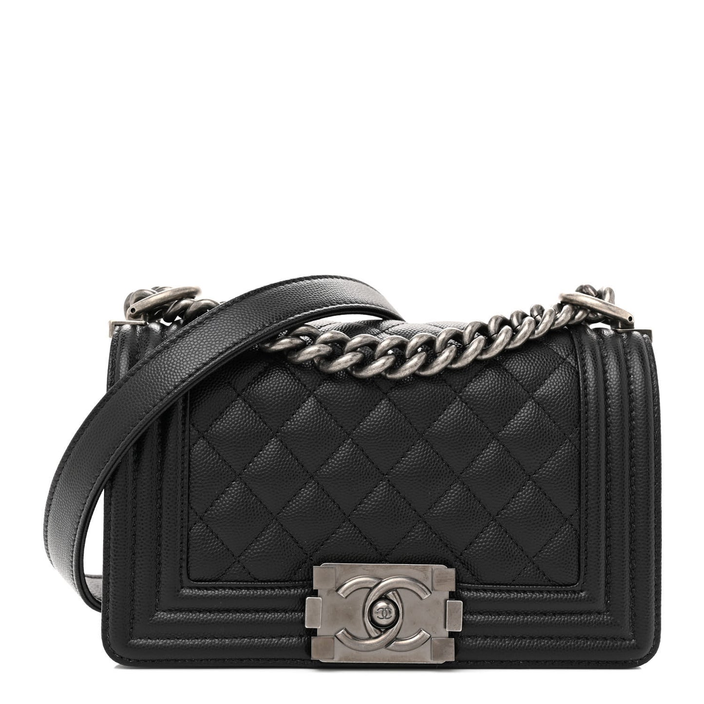 Caviar Quilted Small Boy Flap Black