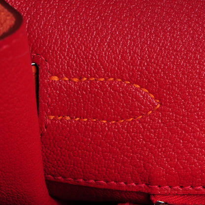 Hermes Togo Horseshoe Birkin 35 Orange Rouge Casaque 17 of 27