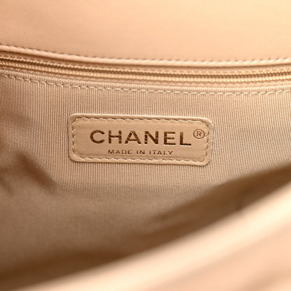 Chanel Lambskin Quilted Elegant CC Shopping Tote Beige Black 6 of 10