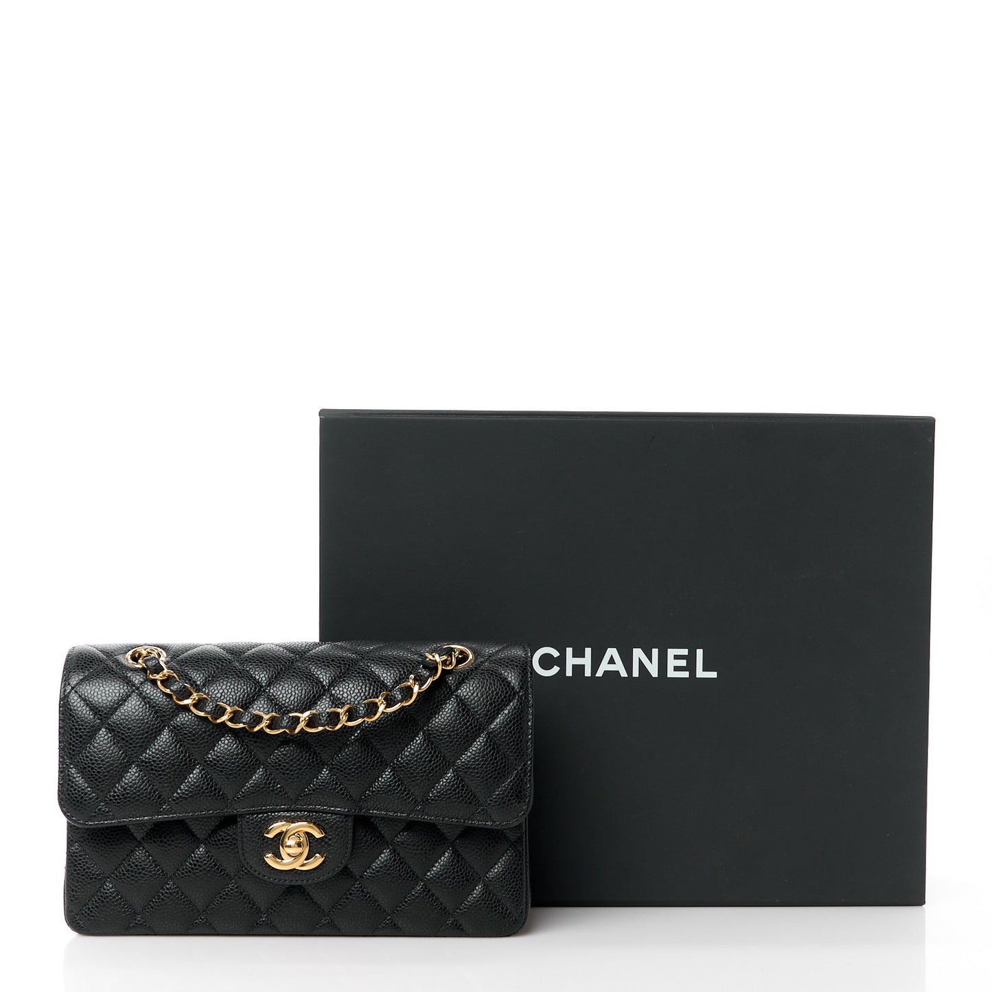 Caviar Quilted Small Double Flap Black