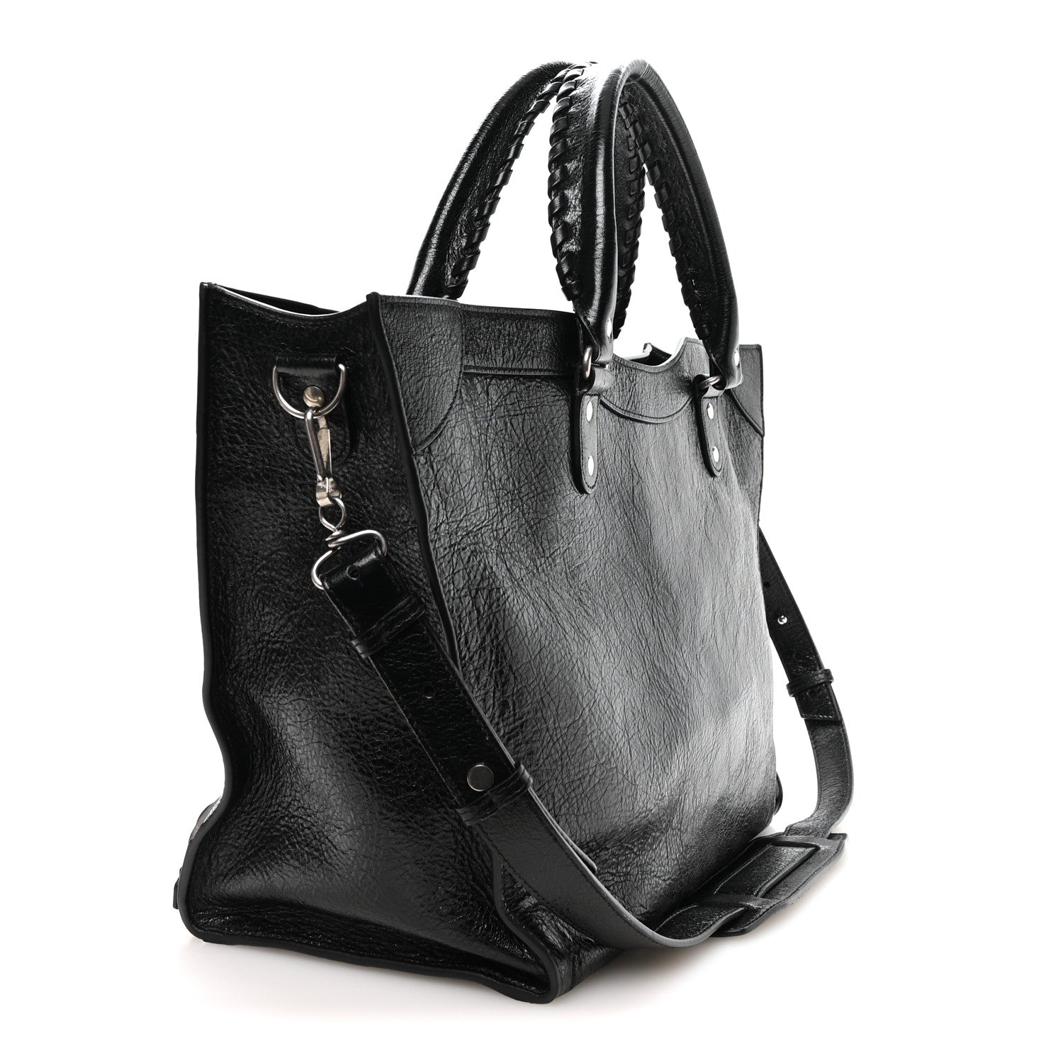 Balenciaga Agneau Arena Neo Classic Silver Hardware Large Upside Down Tote Black 4 of 11