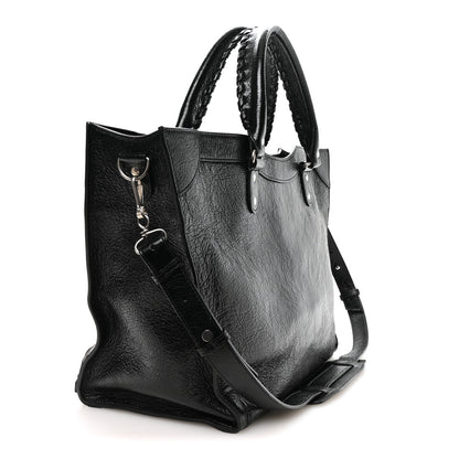 Balenciaga Agneau Arena Neo Classic Silver Hardware Large Upside Down Tote Black 4 of 11