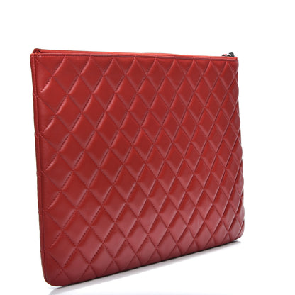 Chanel Lambskin Quilted Large Cosmetic Case Red 2 of 6
