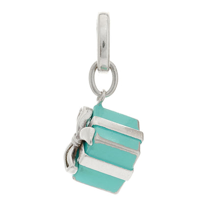 Tiffany Sterling Silver Enamel Gift Box Charm Blue 3 of 4