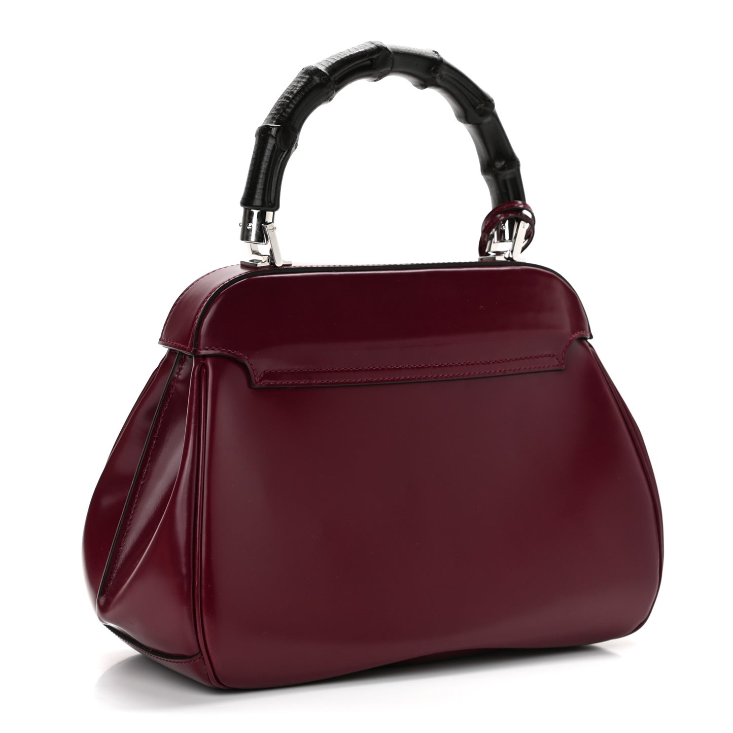 Regent Calfskin Bamboo Medium Lady Lock Top Handle Bag Purple Wine