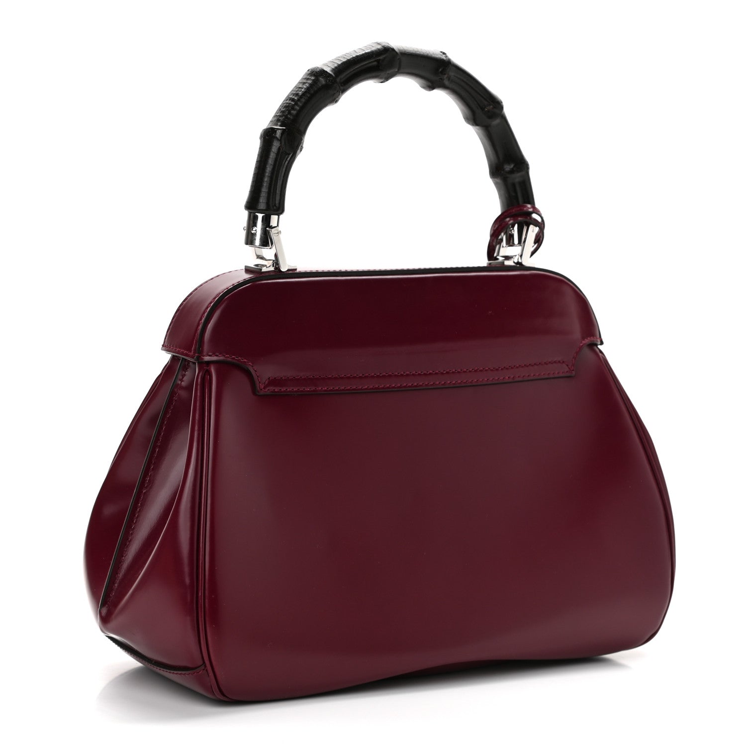 Gucci Regent Calfskin Bamboo Medium Lady Lock Top Handle Bag Purple Wine 2 of 12