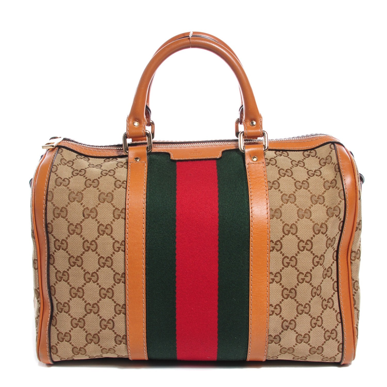 Gucci Monogram Vintage Web Medium Boston Tobacco 1 of 8