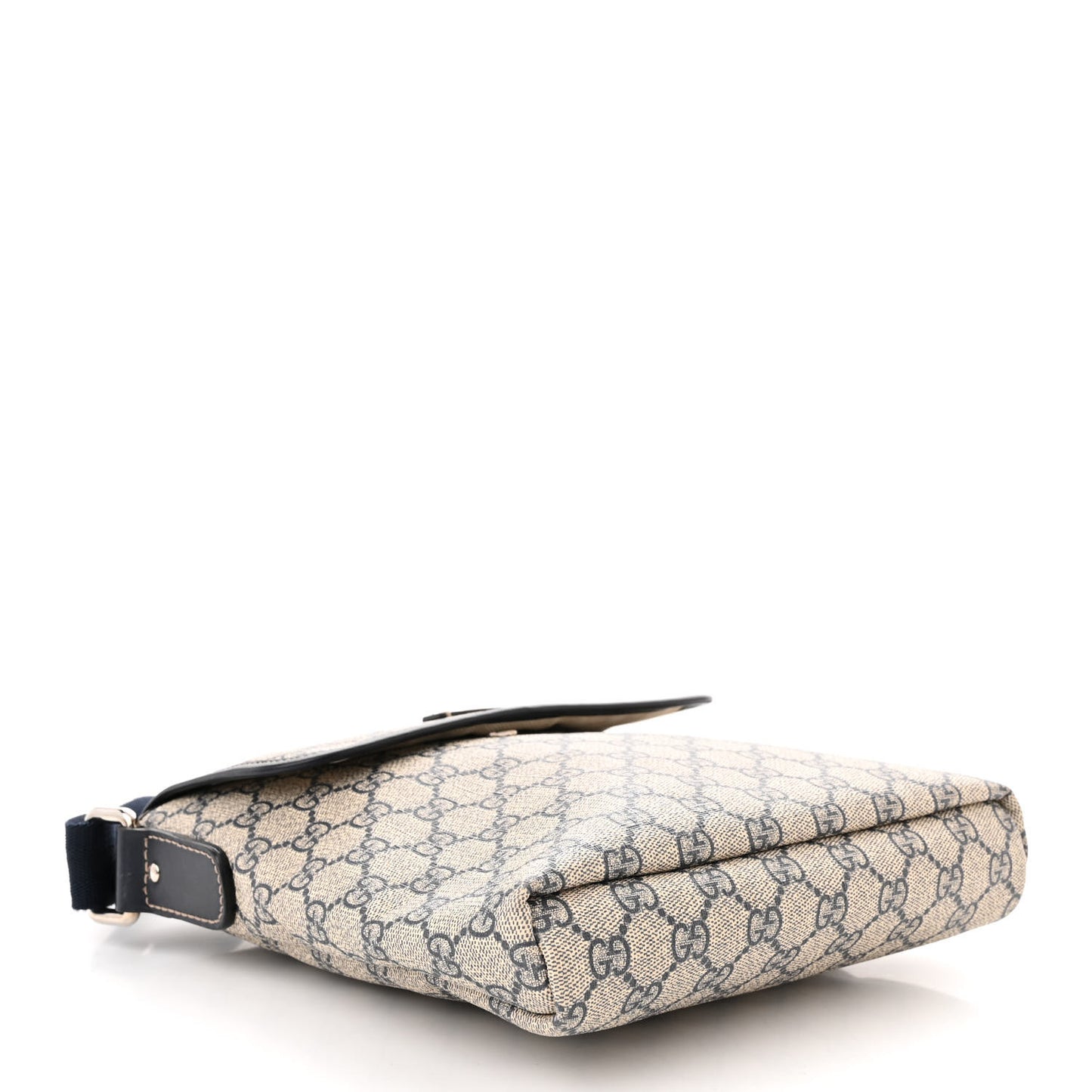 GG Plus Monogram Sellieria Calfskin Small Flap Messenger Bag Beige Blue