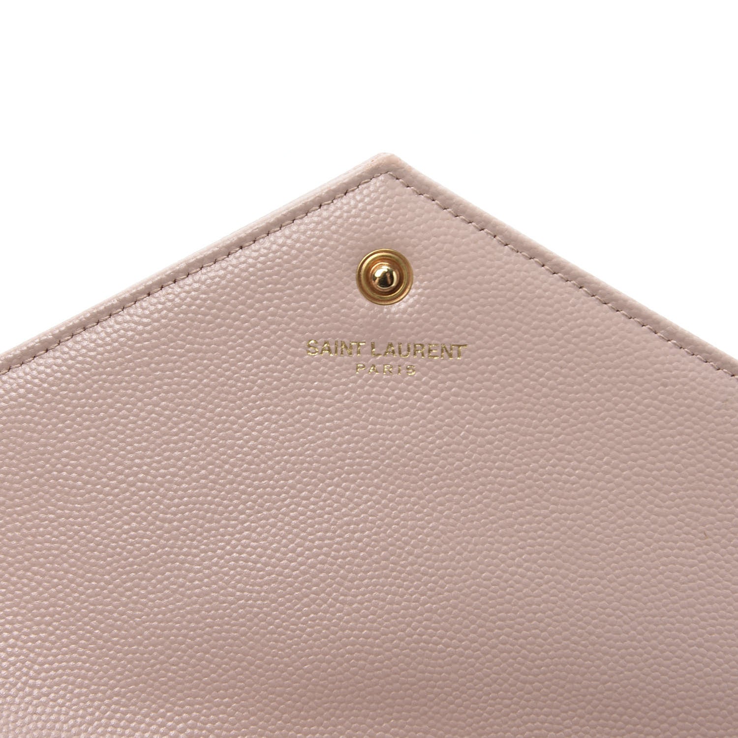Saint Laurent Grain De Poudre Matelasse Chevron Monogram Chain Wallet Pale Blush 8 of 10