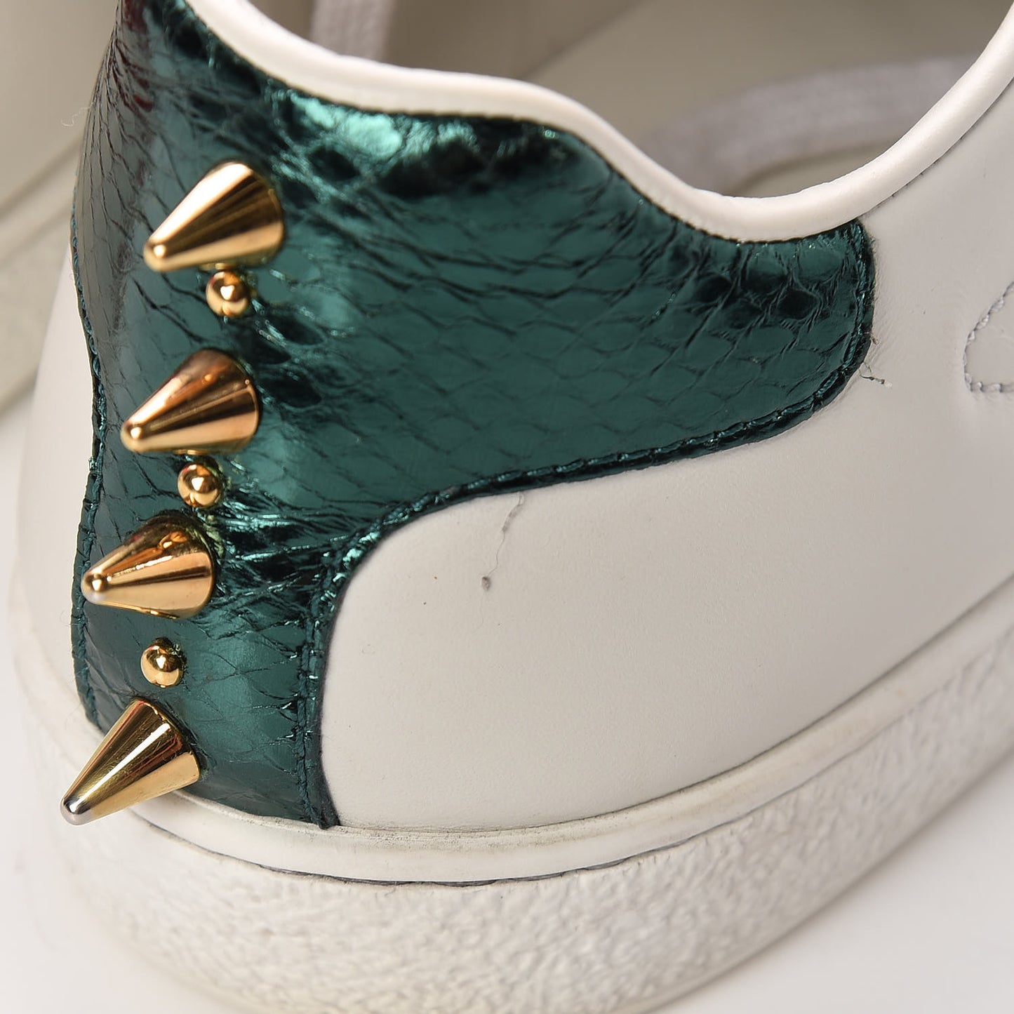Calfskin Web Pearl Studded Womens Ace Sneakers 36.5 White