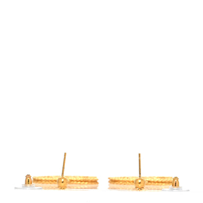 Chanel CC Drop Earrings Matte Gold 3 of 4