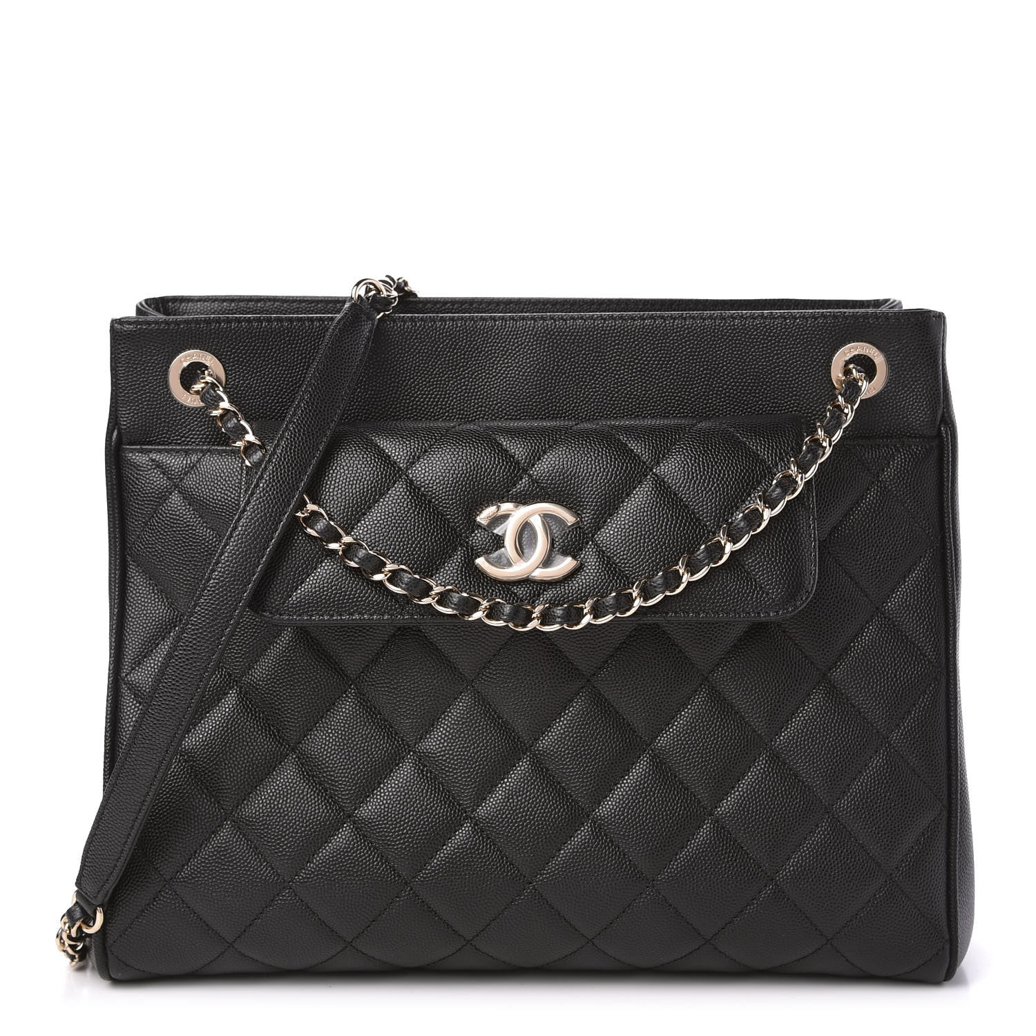 Chanel Caviar Quilted In Out Flap Shopping Tote Black 1 of 11