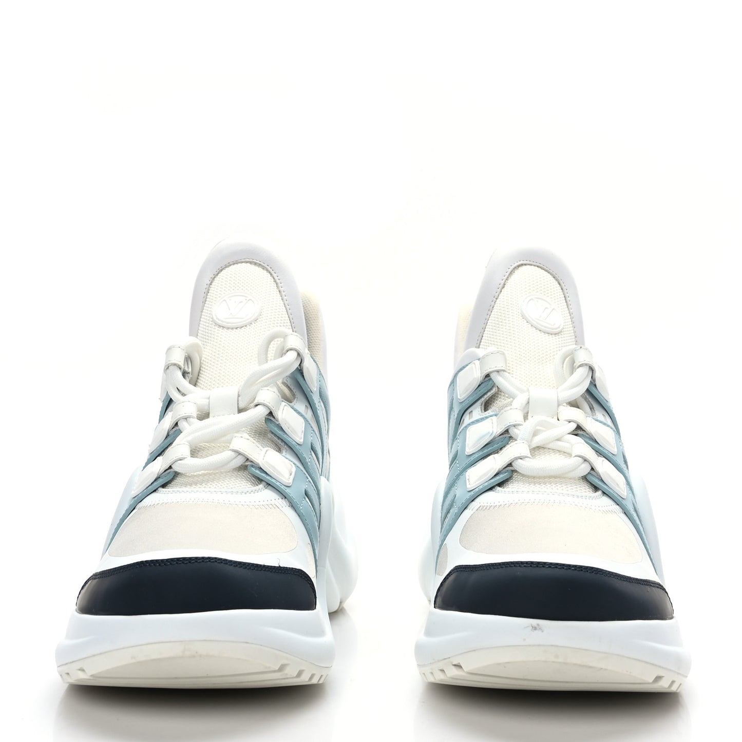Calfskin Technical Nylon LV Archlight Sneakers 41 White Blue Gris
