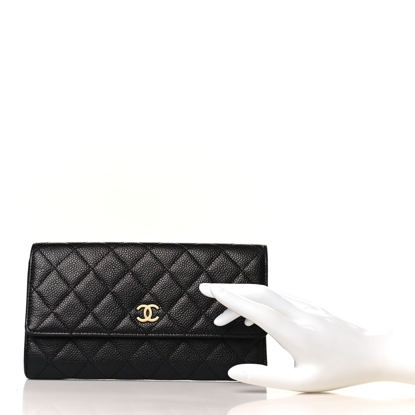 Caviar Quilted Large Flap Wallet Black