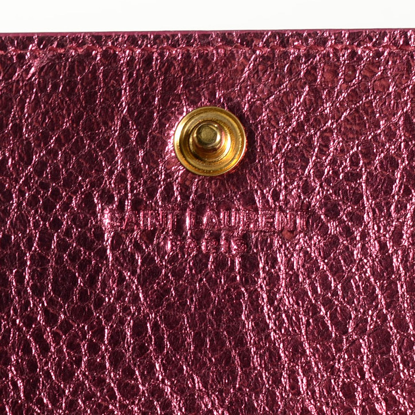 Metallic Crackled Goatskin Wallet on Chain Pink