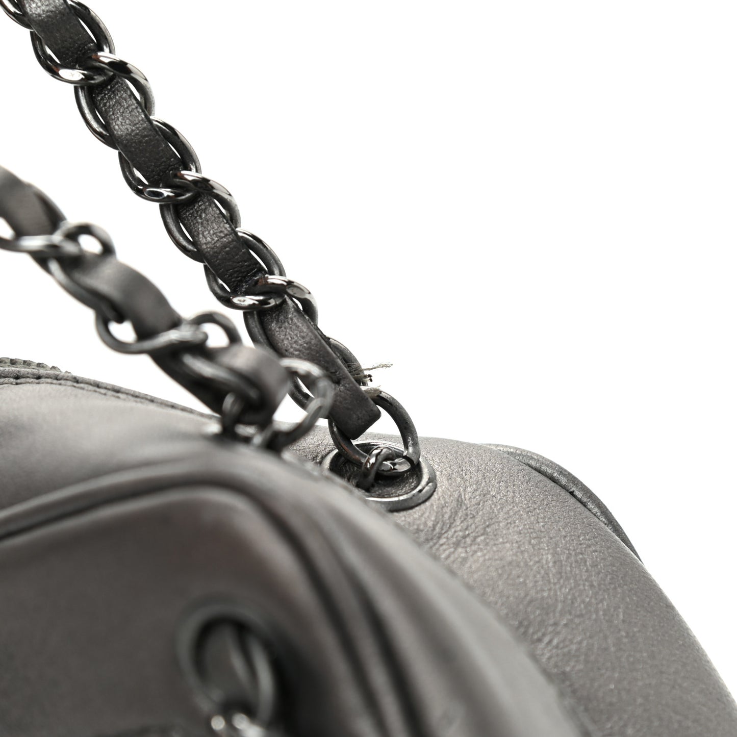 Metallic Lambskin Tassel Shoulder Bag Silver