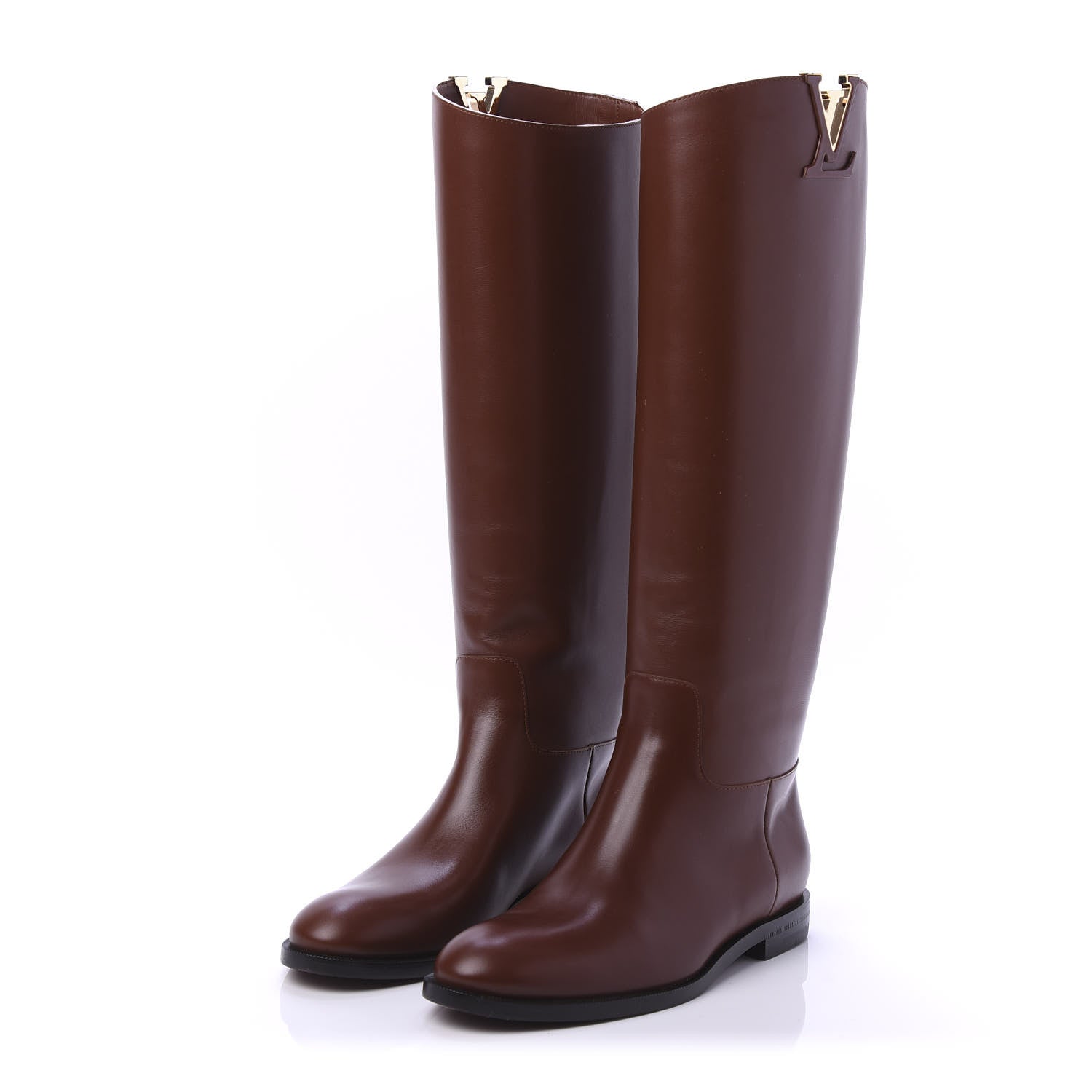 Louis Vuitton Calfskin Heritage Flat High Boots 35.5 Brown 3 of 10