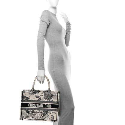 Christian Dior Canvas Zodiac Toile De Jouy Embroidered Medium Book Tote Latte 2 of 13