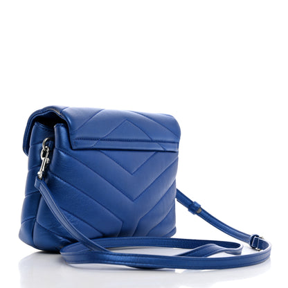 Saint Laurent Metallic Calfskin Y Quilted Monogram Toy Loulou Crossbody Bag Blue Royal 2 of 19