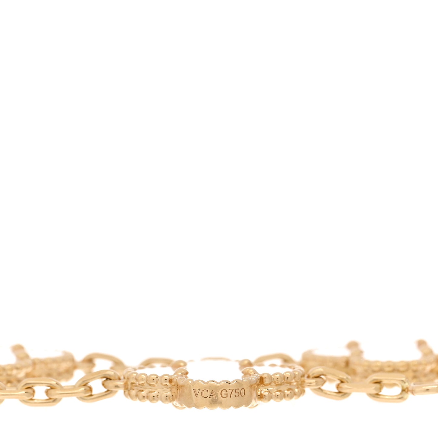 18K Yellow Gold Mother of Pearl 5 Motifs Vintage Alhambra Bracelet