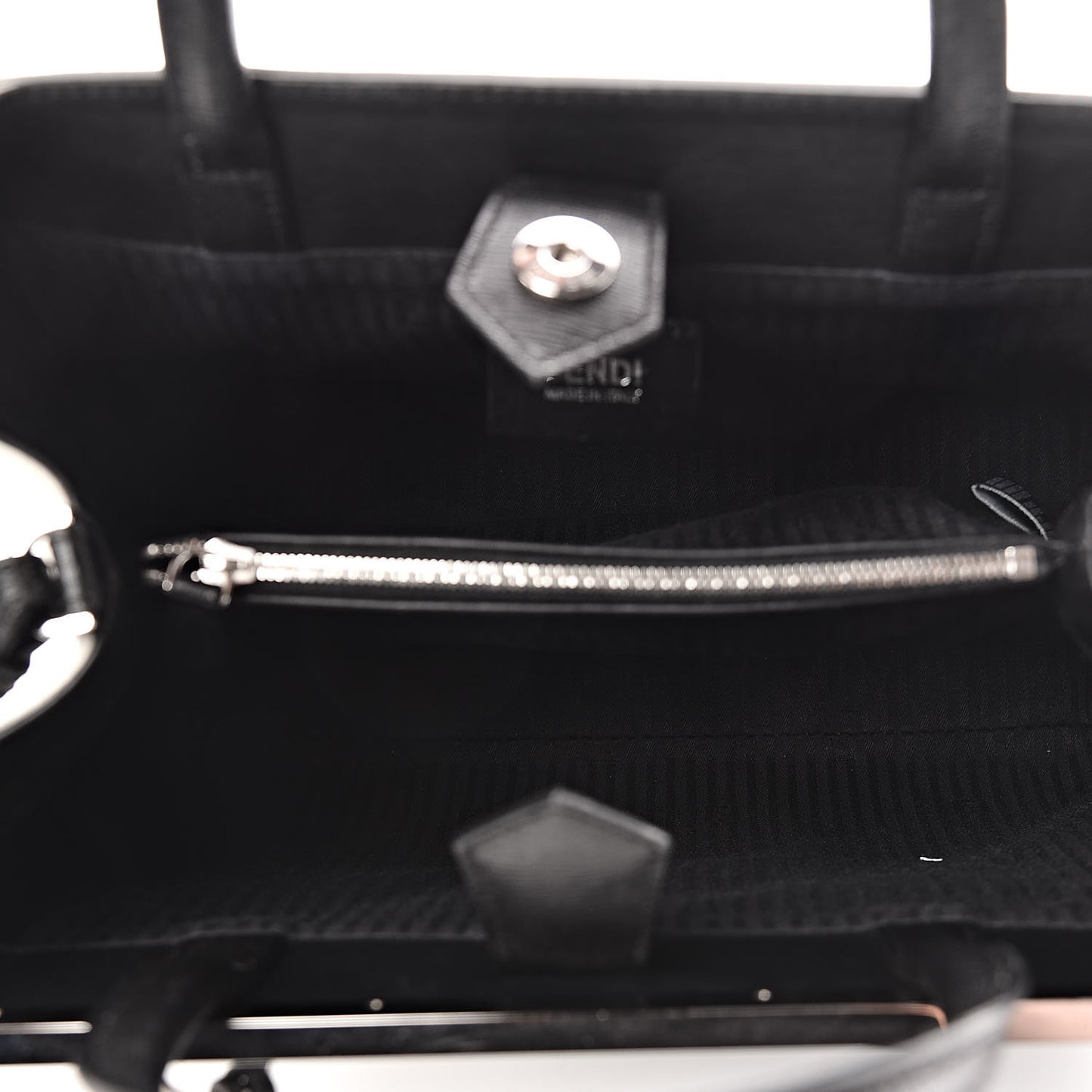 Vitello Elite Calfskin Colorblock Petite 2Jours Tote Black Multicolor White Argento