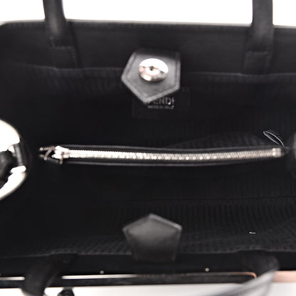 Fendi Vitello Elite Calfskin Colorblock Petite 2Jours Tote Black Multicolor White Argento 7 of 11