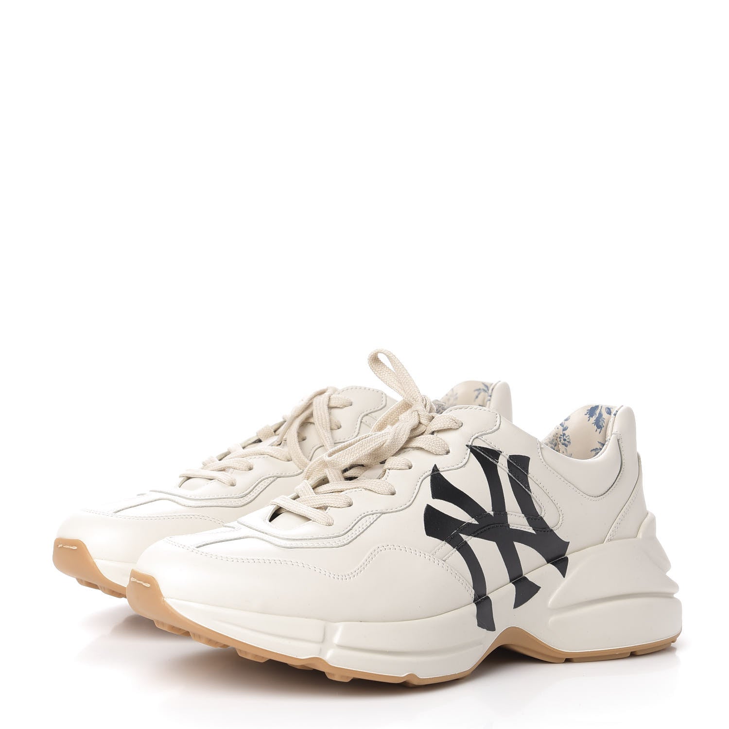 Gucci X MLB Calfskin NY Yankees Mens Rhyton Sneakers 9 Mystic White 3 of 10