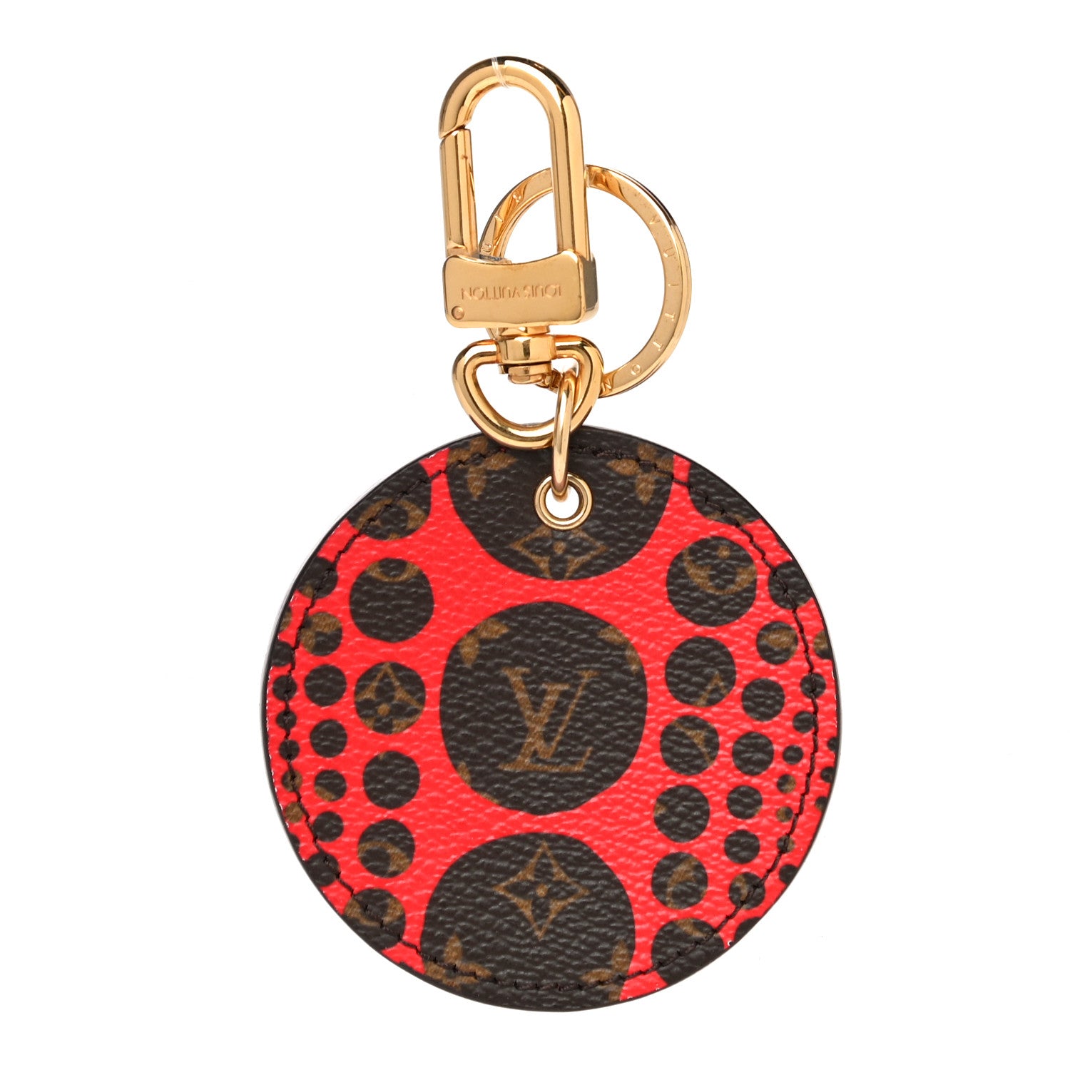 Louis Vuitton Monogram Kusama Pumpkin Dots Key Ring Red 1 of 5