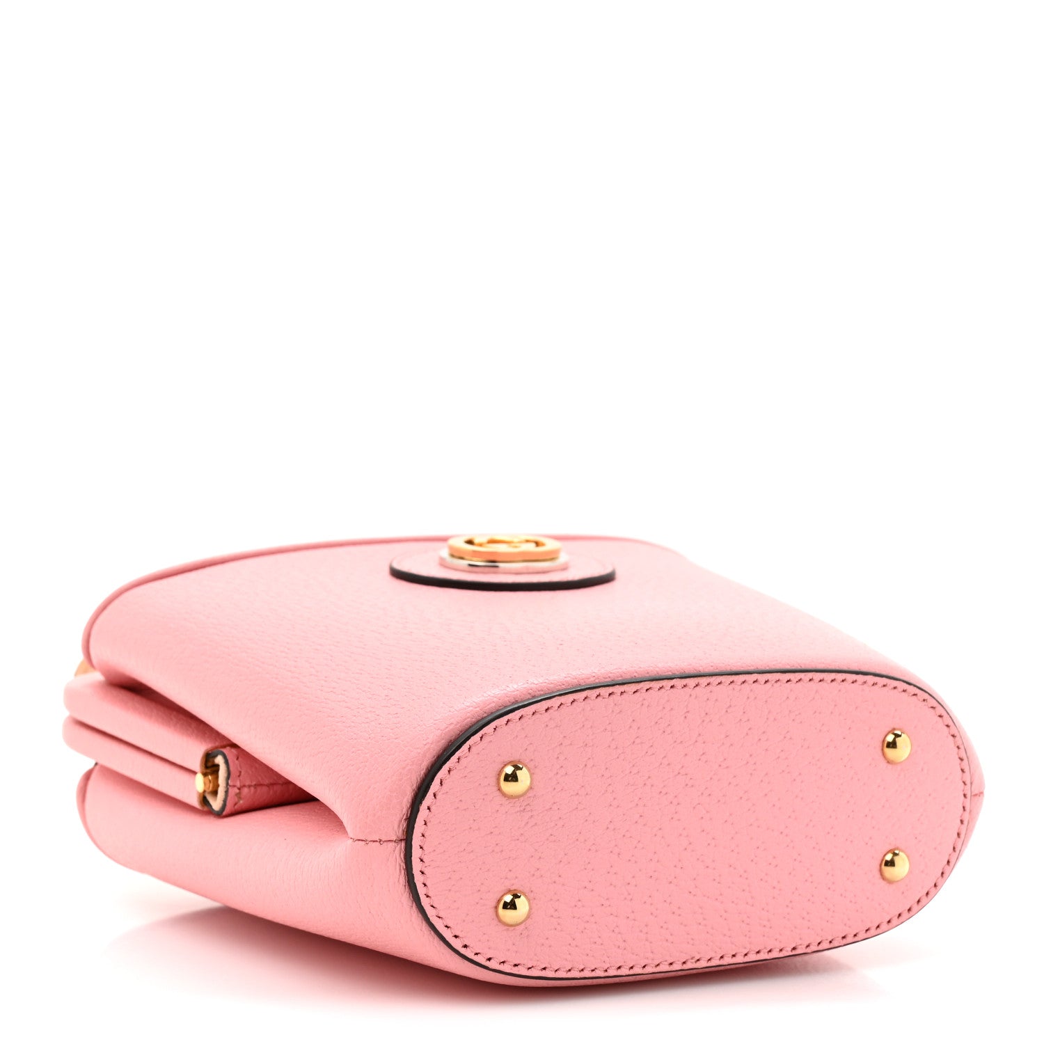 Gucci Textured Dollar Calfskin Bamboo Mini Marina Bucket Bag Wild Rose 4 of 10