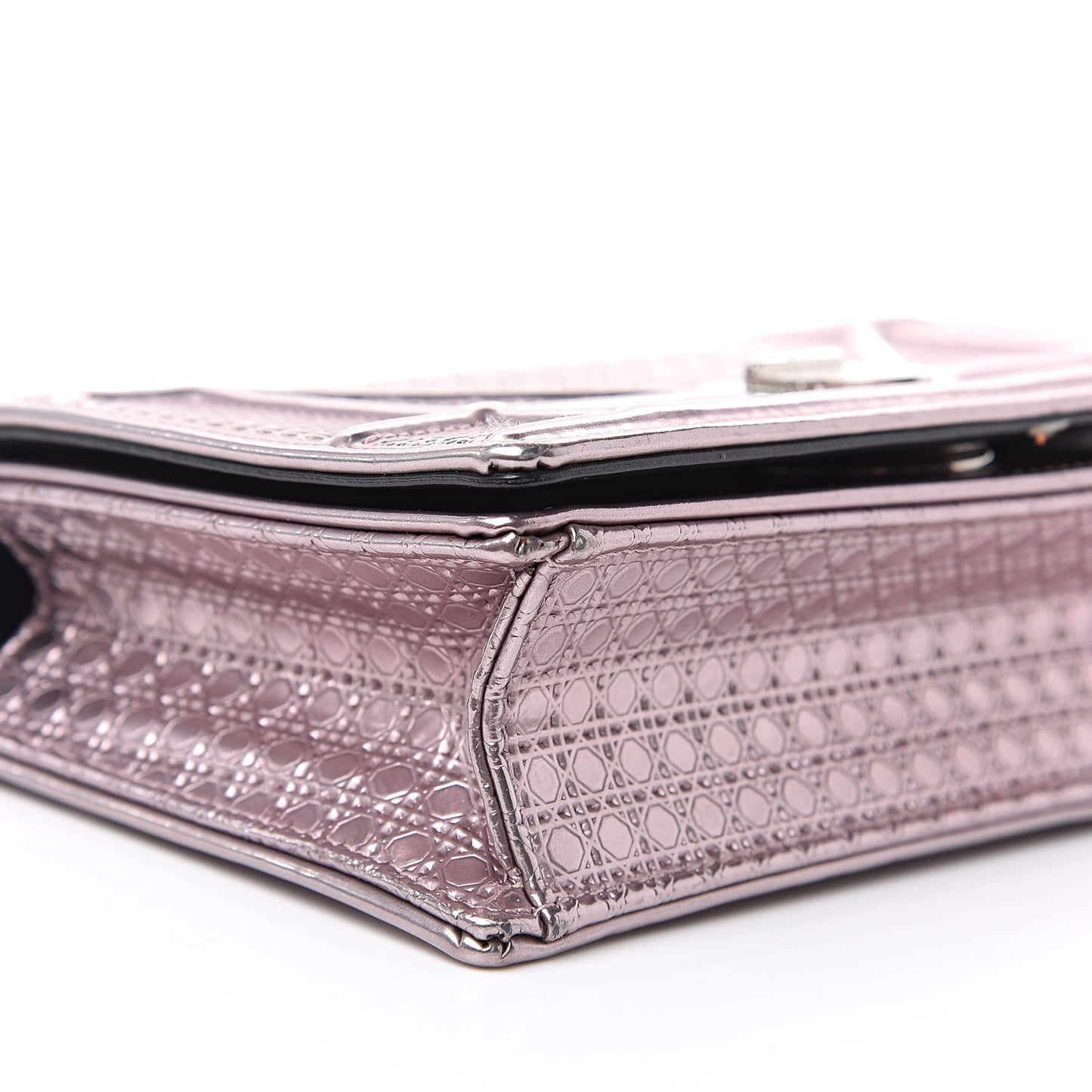 Metallic Patent Micro-Cannage Mini Diorama Flap Bag Pink